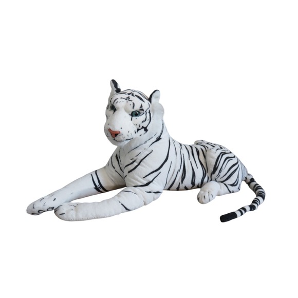 American Furniture Warehouse White Tiger Large Stuffed Animal  15"HX 32"L - Picture 1 of 9